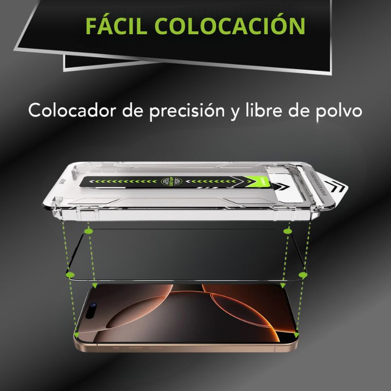 Kevlar Pro™ | Vidrio Templado Iphone con Colocador preciso para tu modelo