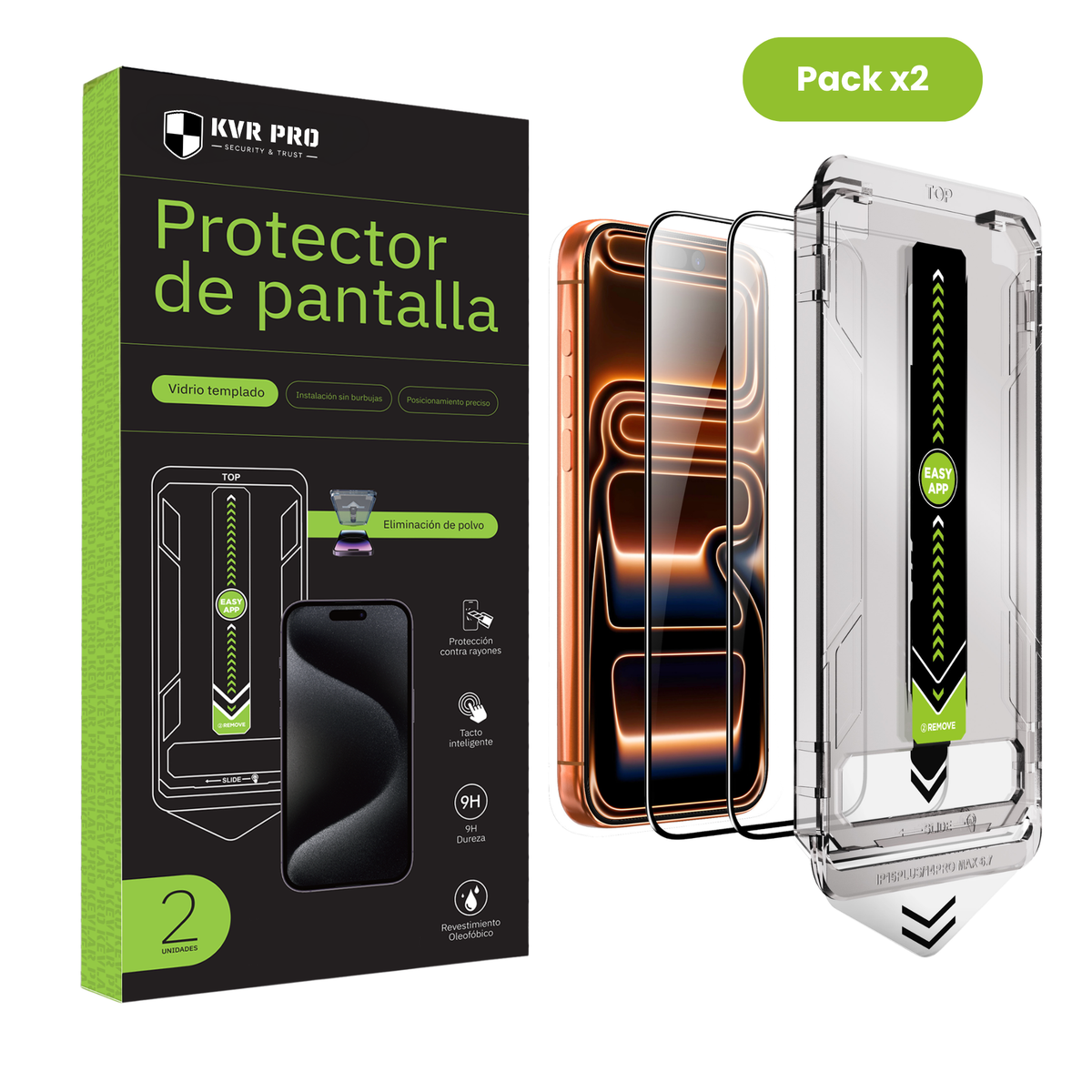 KVR PRO™ | Vidrio Templado Iphone Pack x2