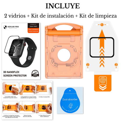 Kevlar Pro™ | Vidrio Templado AppleWatch con Colocador preciso para tu modelo