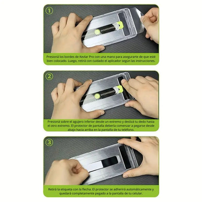 Kevlar Pro™ | Vidrio Templado Iphone con Colocador preciso para tu modelo