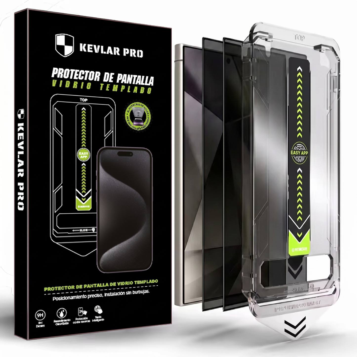 Kevlar Pro™ | Vidrio Templado Samsung con Colocador preciso para tu modelo