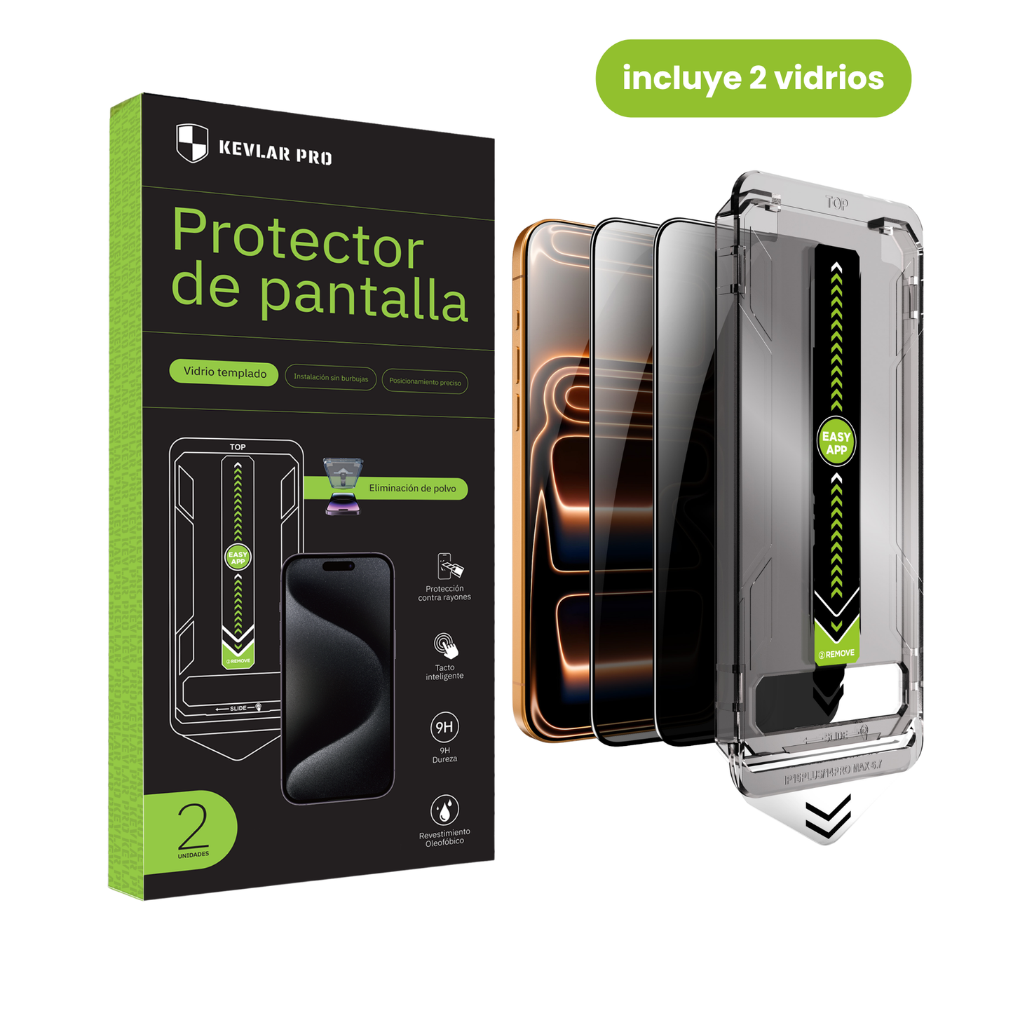 Kevlar Pro™ | Vidrio Templado Iphone - 2 pcs